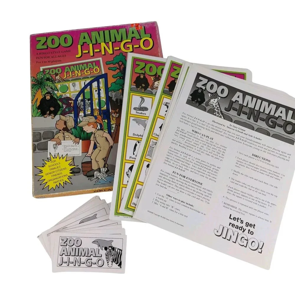 JINGO Bingo Style Educational Game Vtg 90’s Fun On The Farm & Zoo Animals Set